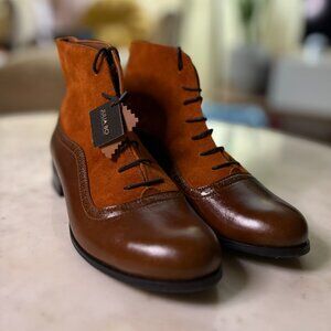 JULIA BO Armada Oxford Boots | Handmade Mid Brown + Dark Brown EU 40 US 9-9.5